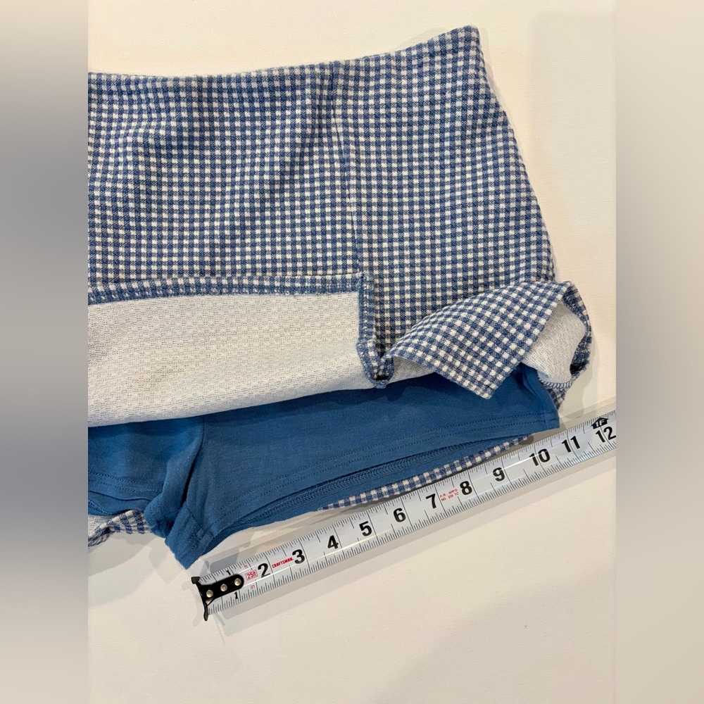 American Eagle Gingham Skort Plaid Navy White Checkered Mini Skirt Shorts Large - Picture 5 of 9